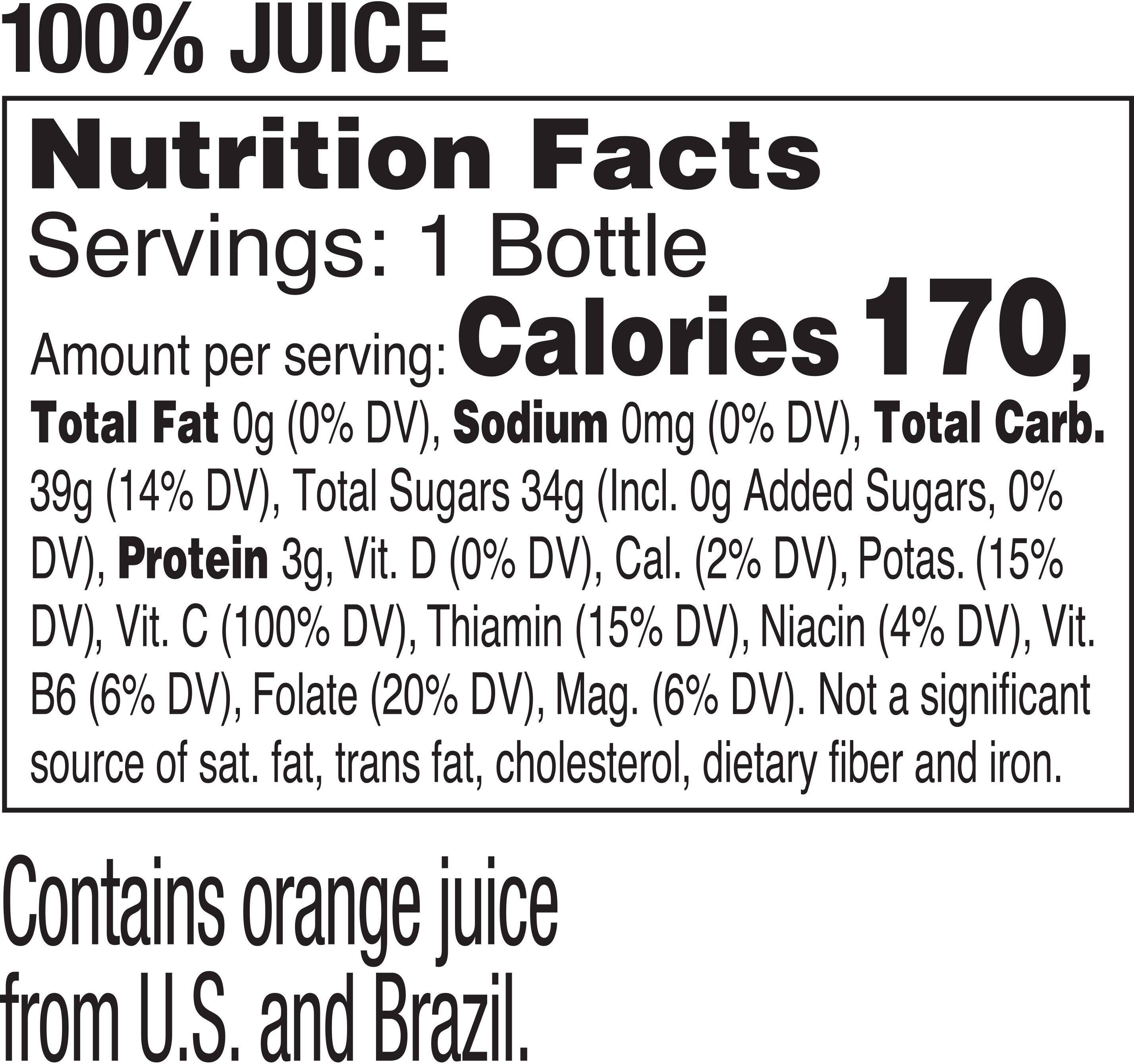 Image describing nutrition information for product Tropicana Pure Premium Original Orange Juice