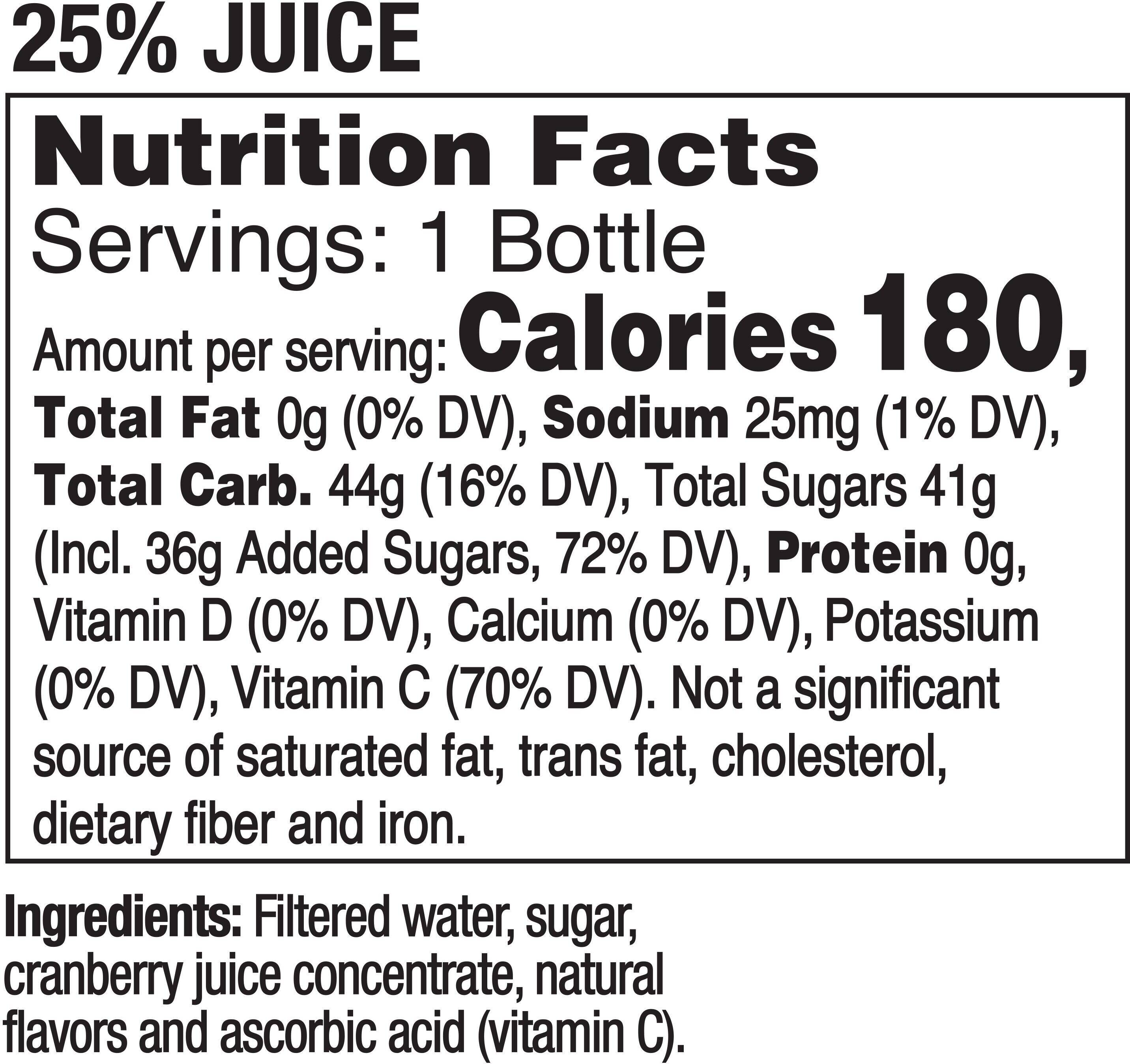 Image describing nutrition information for product Tropicana Cranberry Cocktail