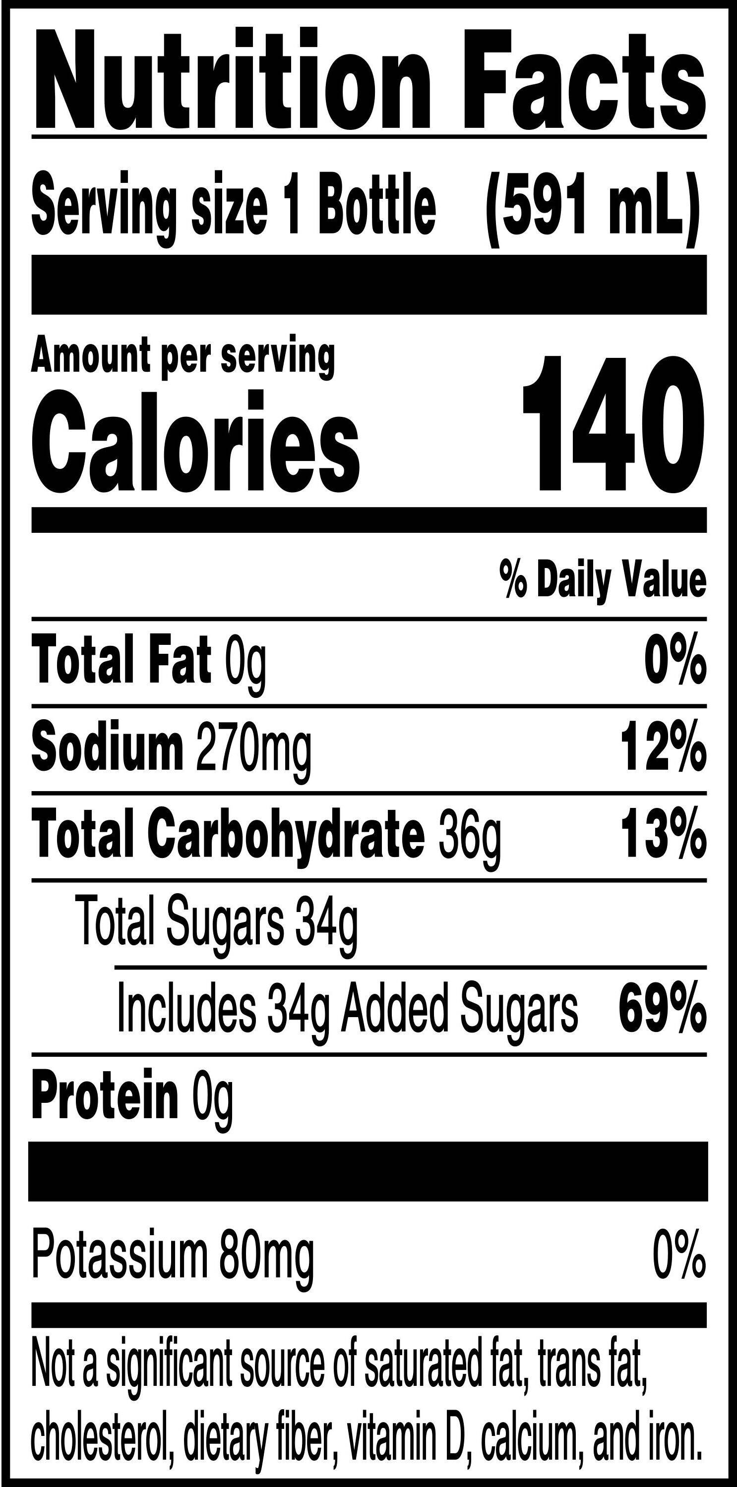 Image describing nutrition information for product Gatorade Lemon Lime