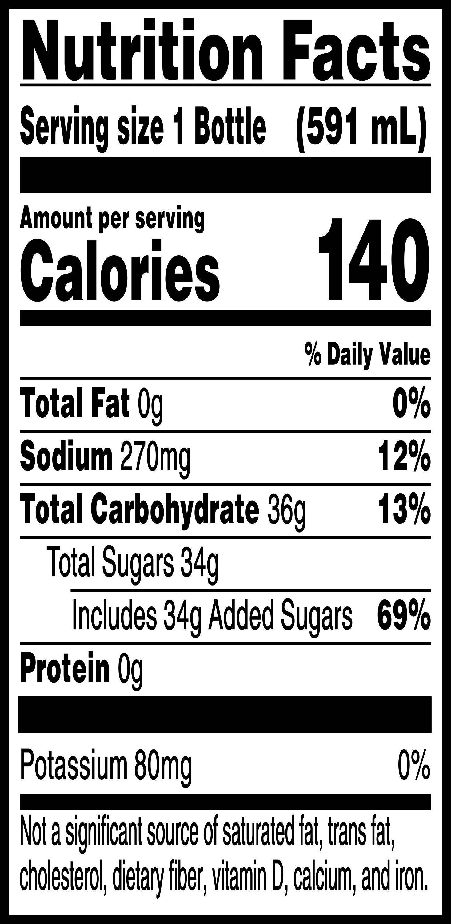 Image describing nutrition information for product Gatorade Glacier Freeze