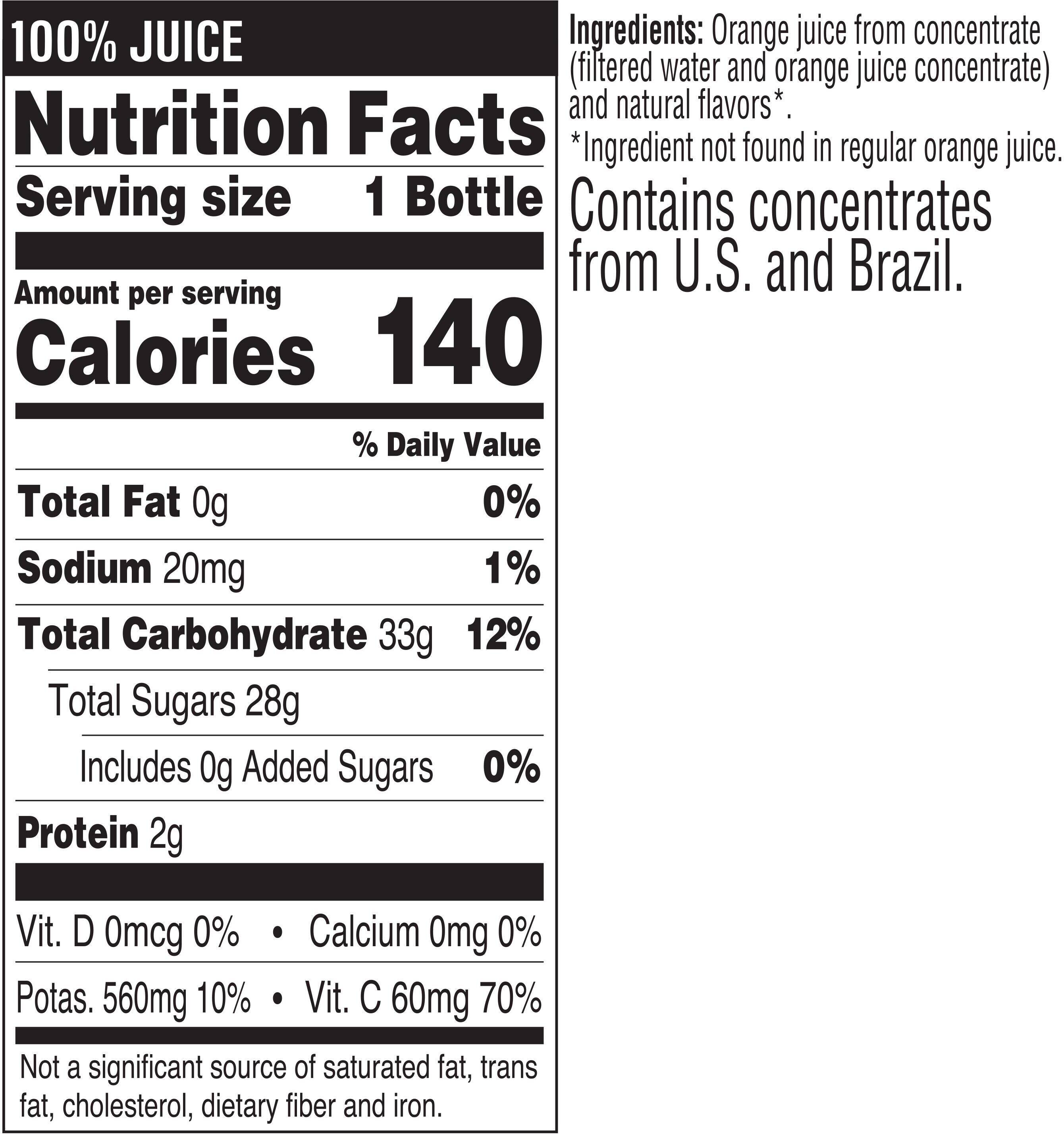 Image describing nutrition information for product Tropicana Orange Juice